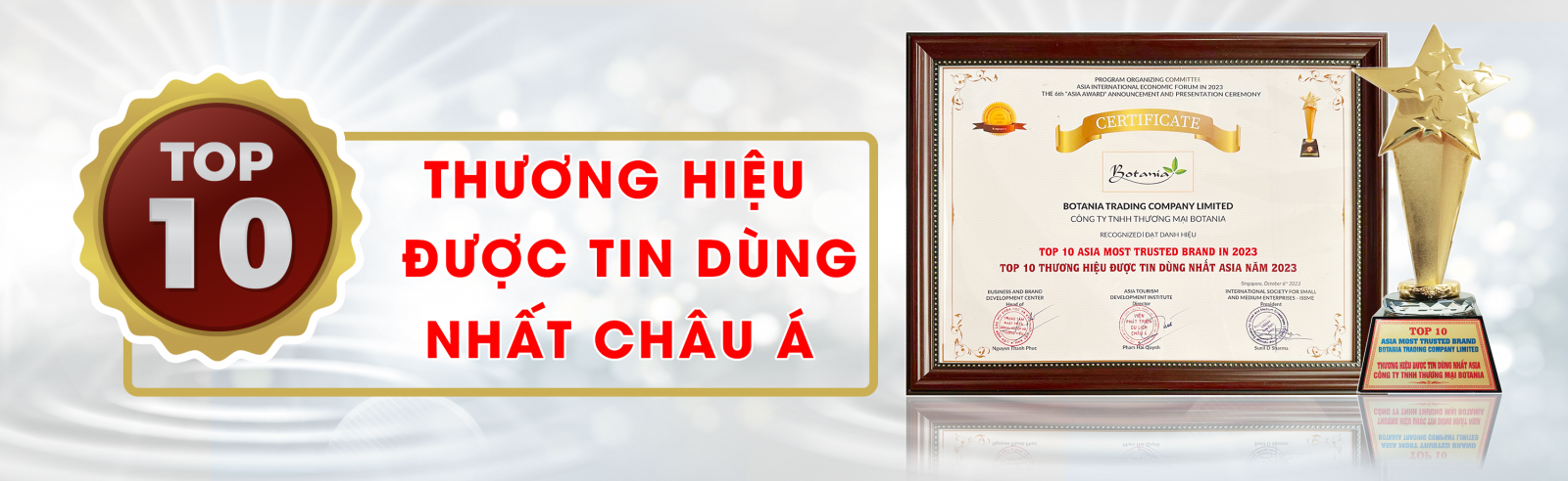 Giải thưởng top 10 thương hiệu được tin dùng nhất Châu Á 